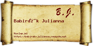 Babirák Julianna névjegykártya